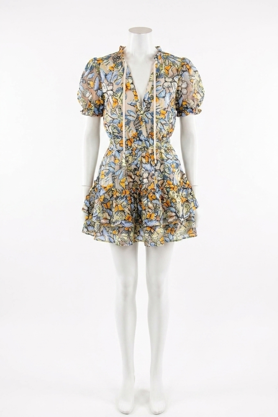 NEW BUDDYLOVE clementine elastic waist mini dress in meadow